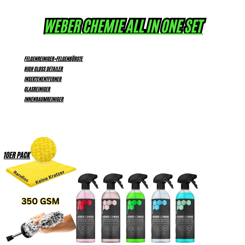 Weber Chemie all in one set - Komplettes Detailing Set inkl. Tücher und Bürste