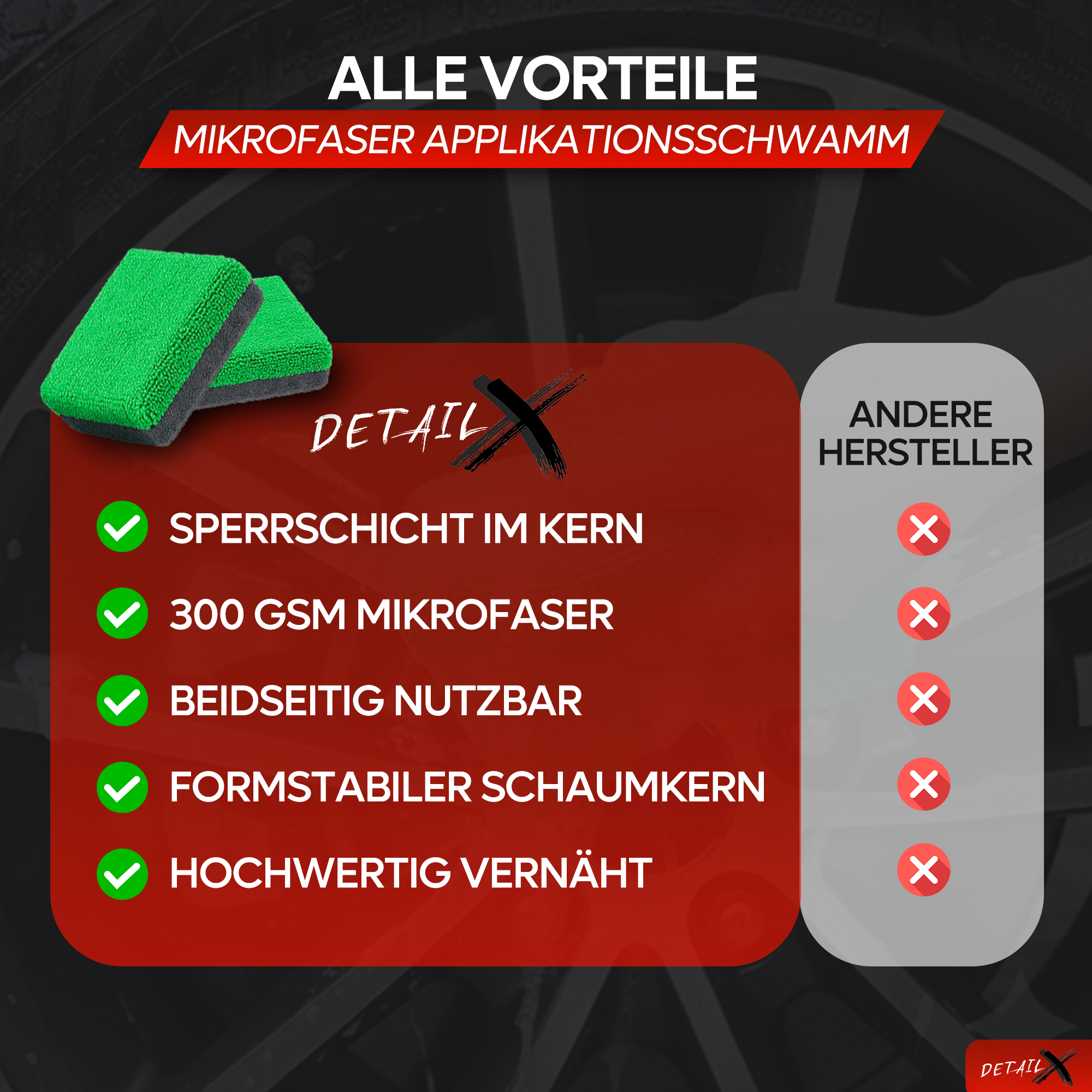 4x Detail X - Mikrofaser Applikationsschwamm