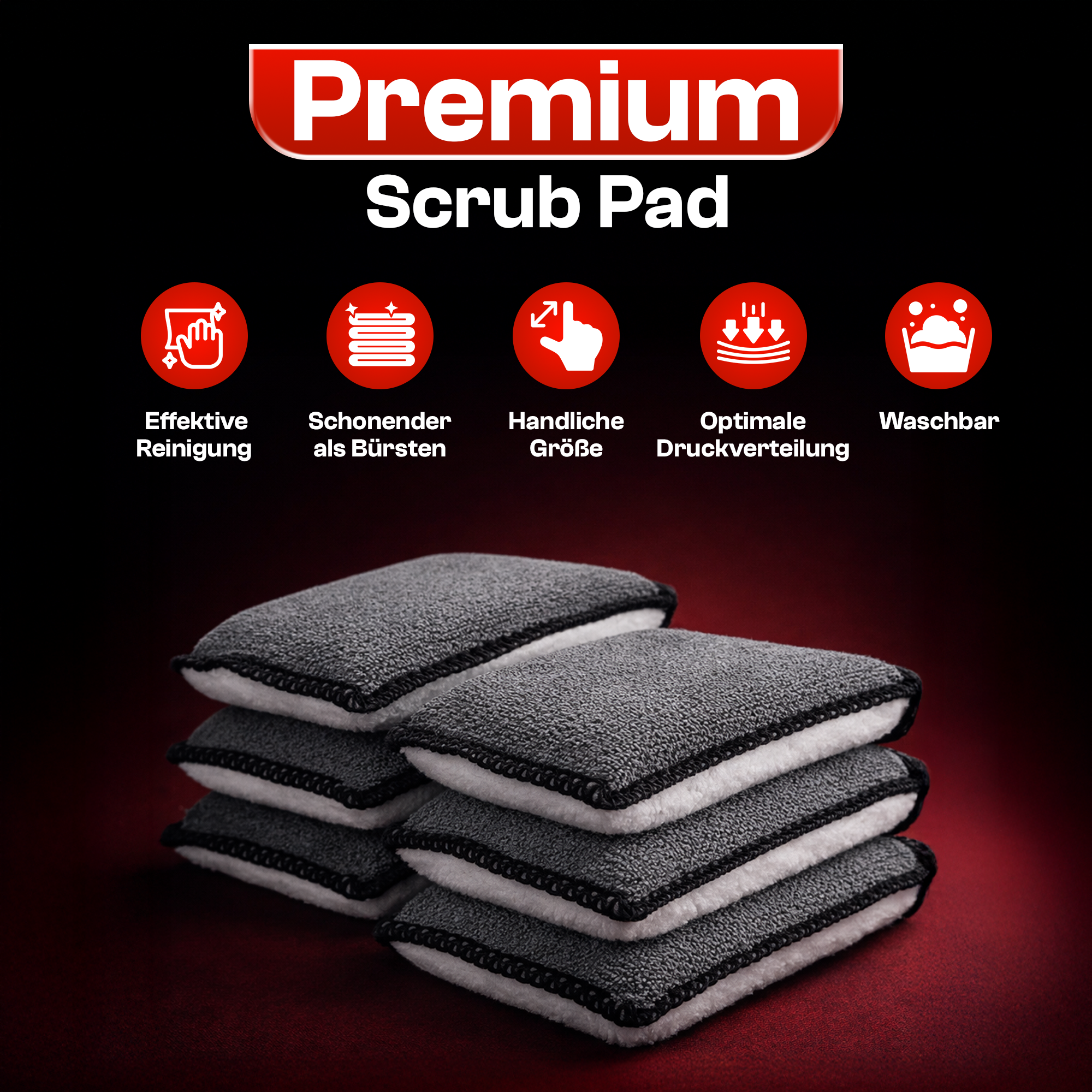 4er Set Detail X Scrub Pad, Reinigungspad für die Innen Reinigung Pflege von Kunststoff, Polster, Leder, Cockpit & Armaturen