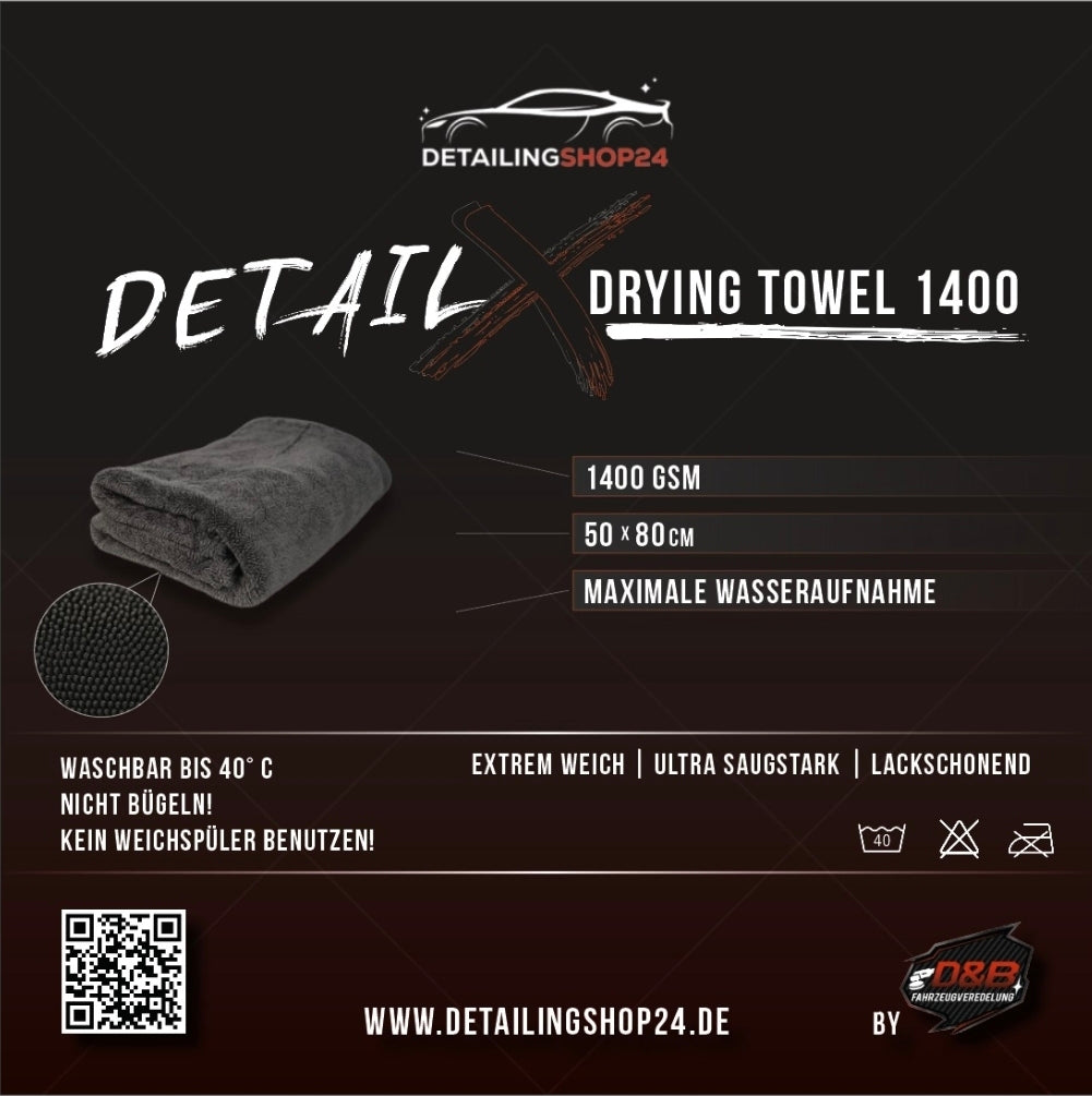 Detail X - Premium Trockentuch 80x50cm 1400GSM Randlos