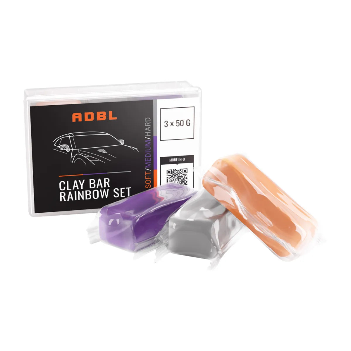 ADBL Clay Bar Rainbow Set – 3-teiliges Reinigungsknete-Set (Soft, Medium, Hard)