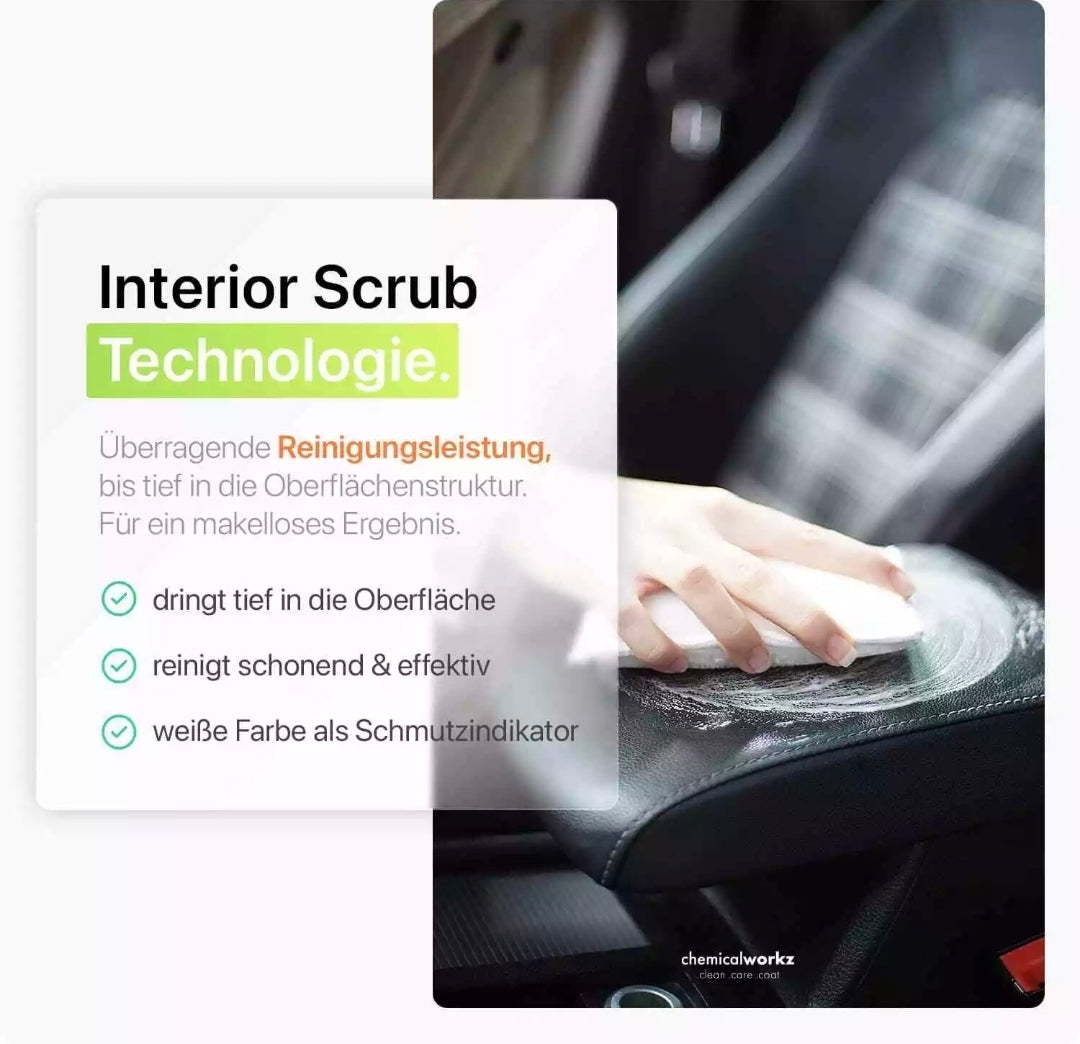 3x chemicalworkz Scrub Pad Interior Cleaning Scrubpad Set Schwamm Leder Textil