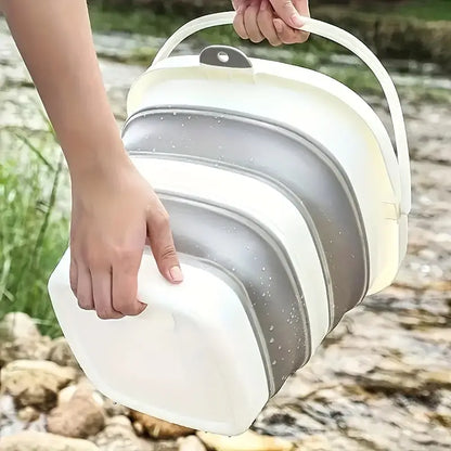 Faltbarer Wascheimer 10 Liter inkl. 2 Verstärkungsringe, ideal für die Fahrzeugwäsche von Hand