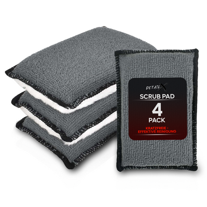 4er Set Detail X Scrub Pad, Reinigungspad für die Innen Reinigung Pflege von Kunststoff, Polster, Leder, Cockpit & Armaturen
