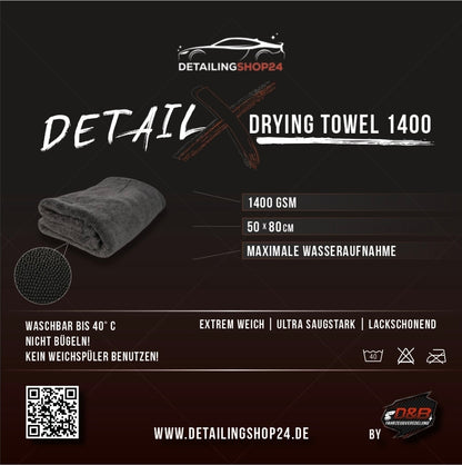 Detail X - Premium Trockentuch 80x50cm 1400GSM Randlos