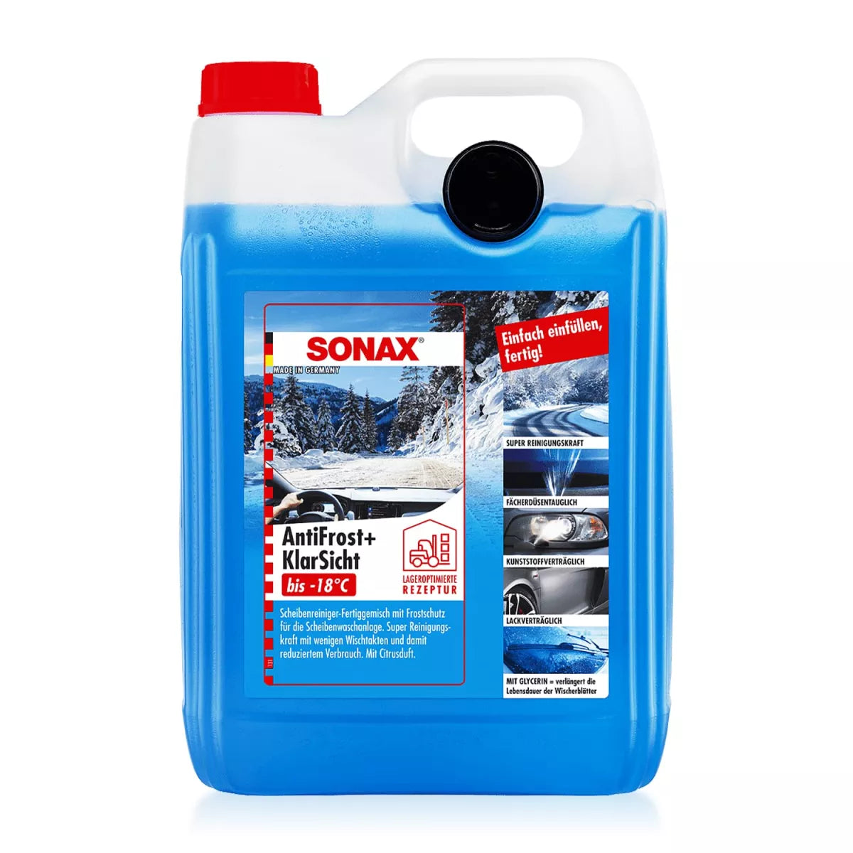 SONAX AntiFrost + KlarSicht – Scheibenreiniger mit Frostschutz bis -18°C (5L)