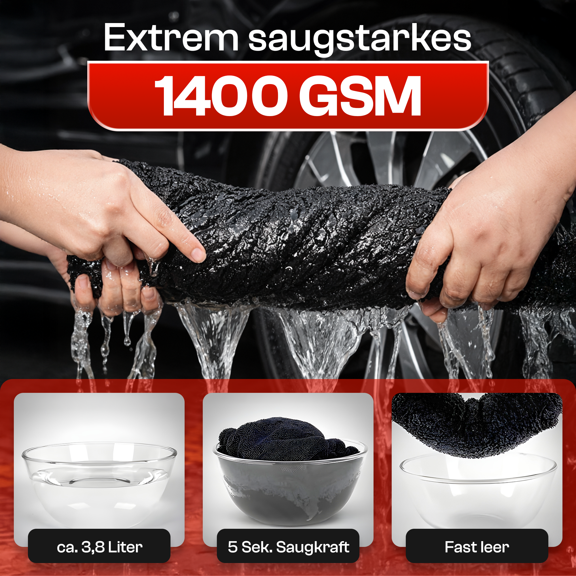 Detail X - Premium Trockentuch 80x50cm 1400GSM Randlos