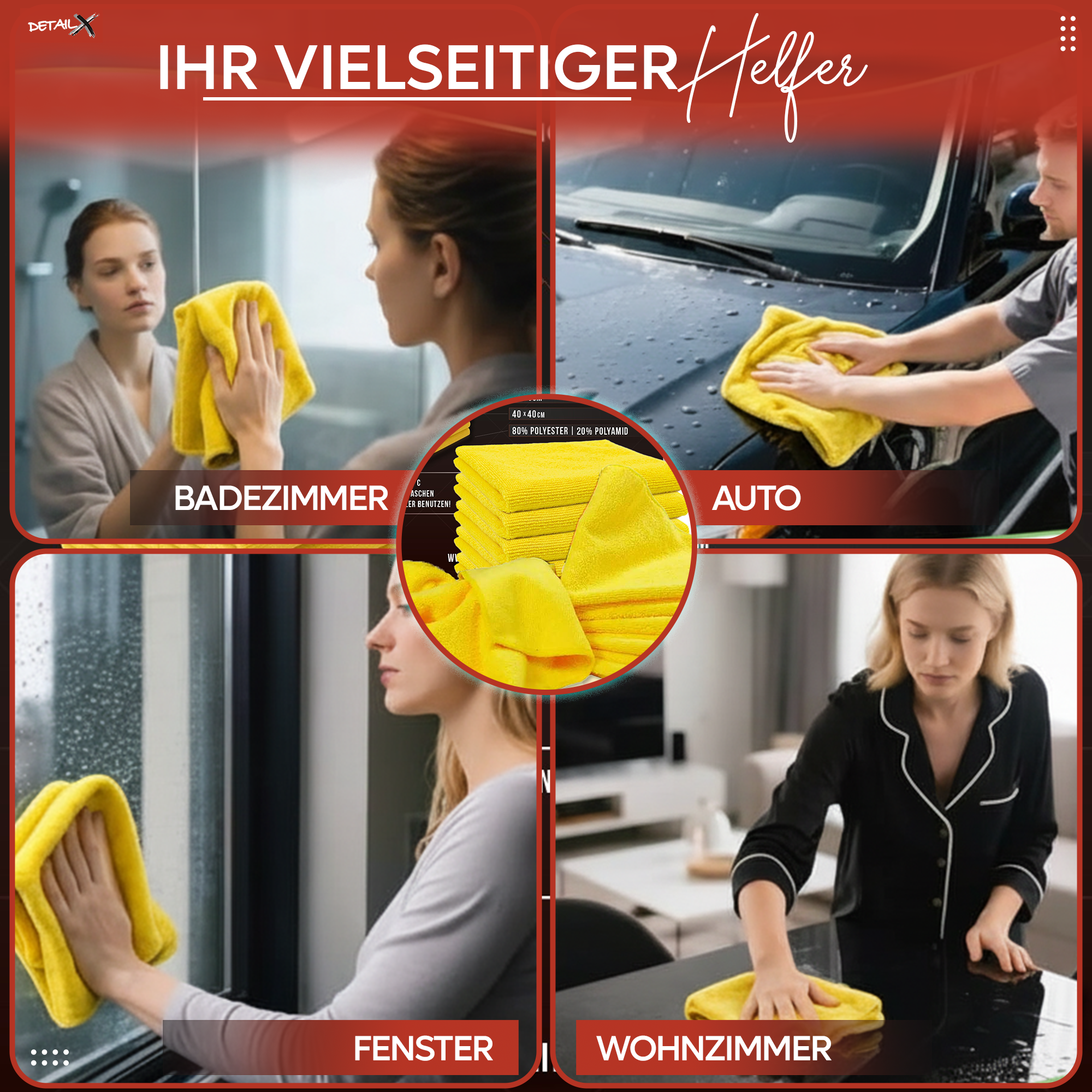 Mikrofasertuch Allzwecktuch Coating Towel 350 gsm 10er Pack