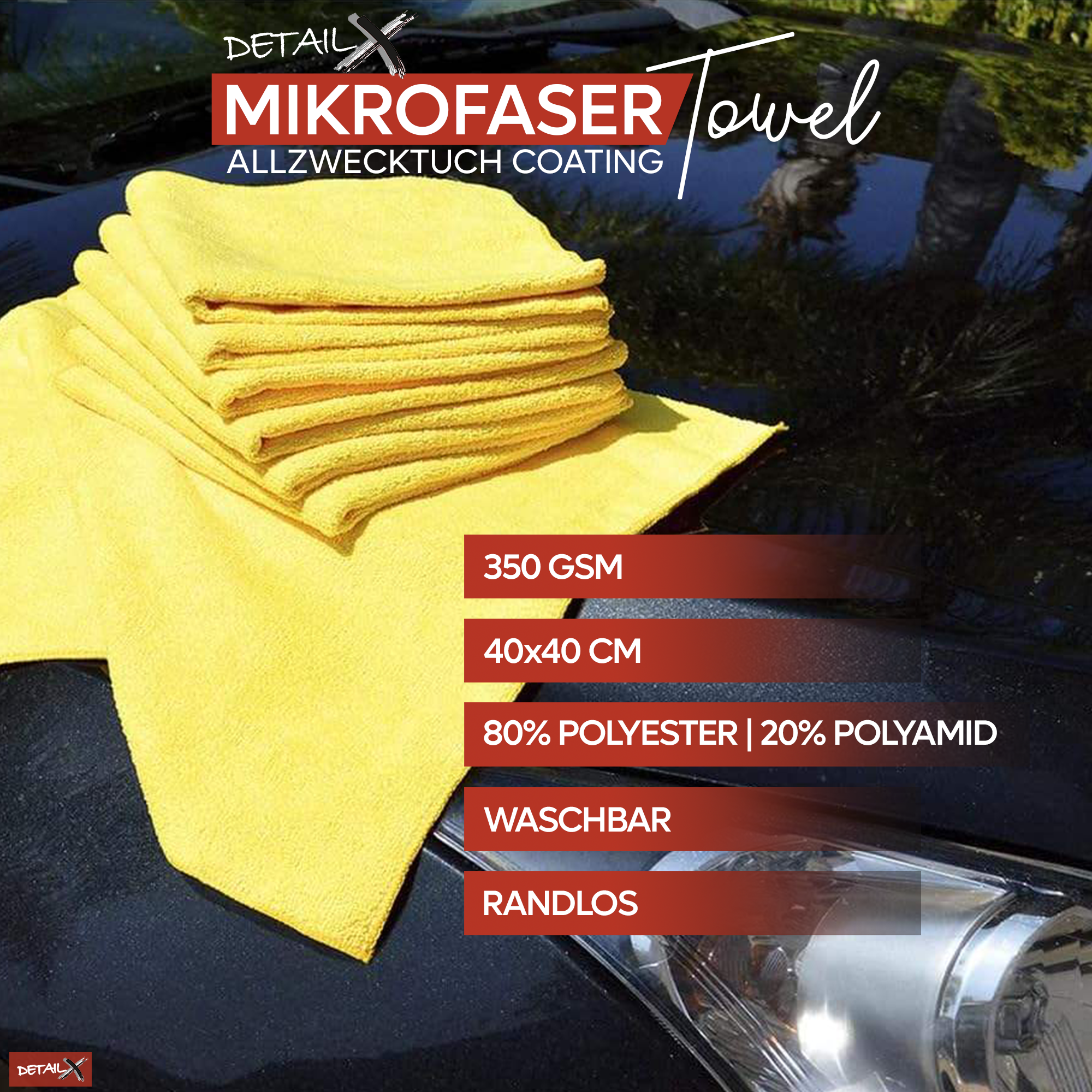 Mikrofasertuch Allzwecktuch Coating Towel 350 gsm 10er Pack