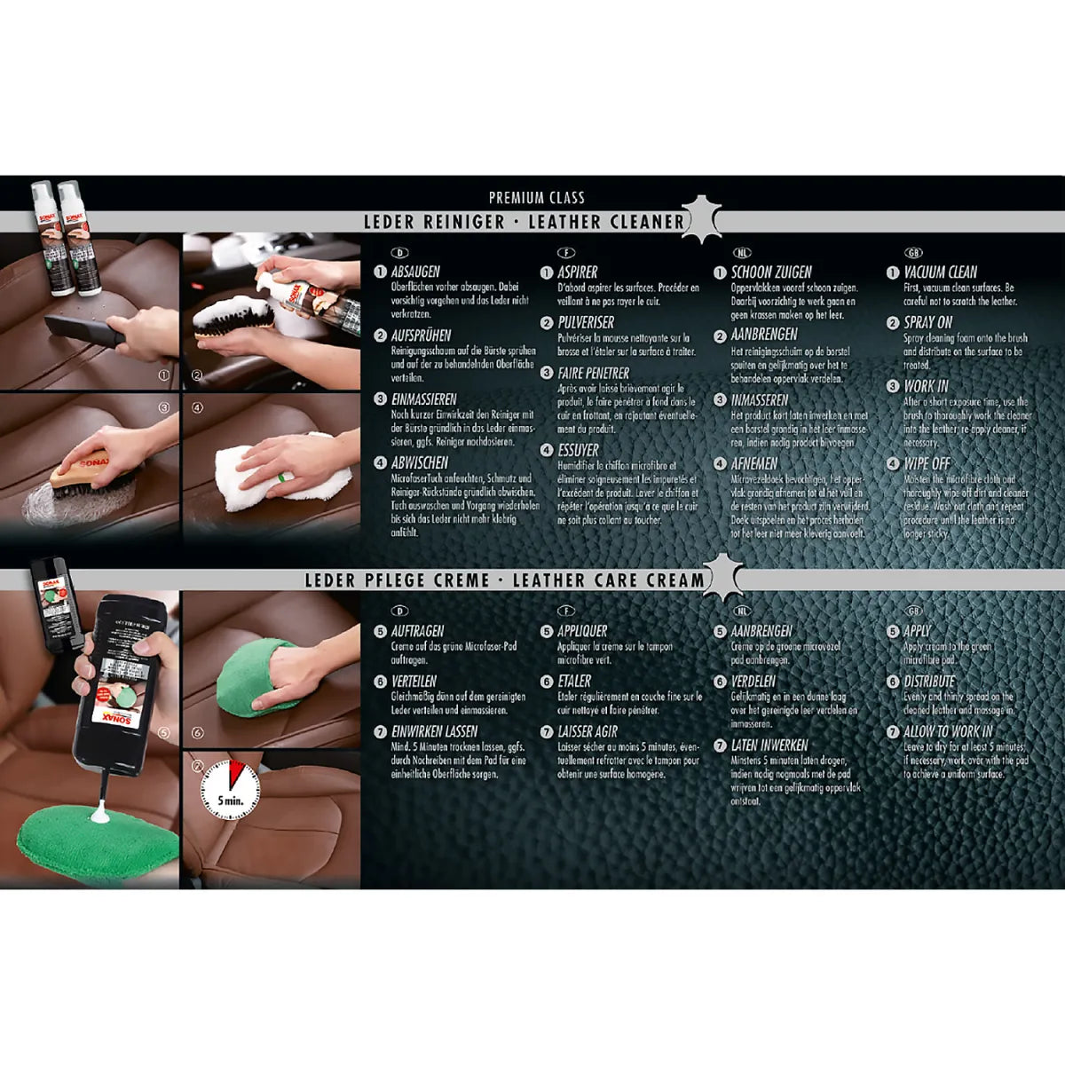 SONAX PREMIUM CLASS LederPflegeSet – Komplettset für Reinigung & Pflege