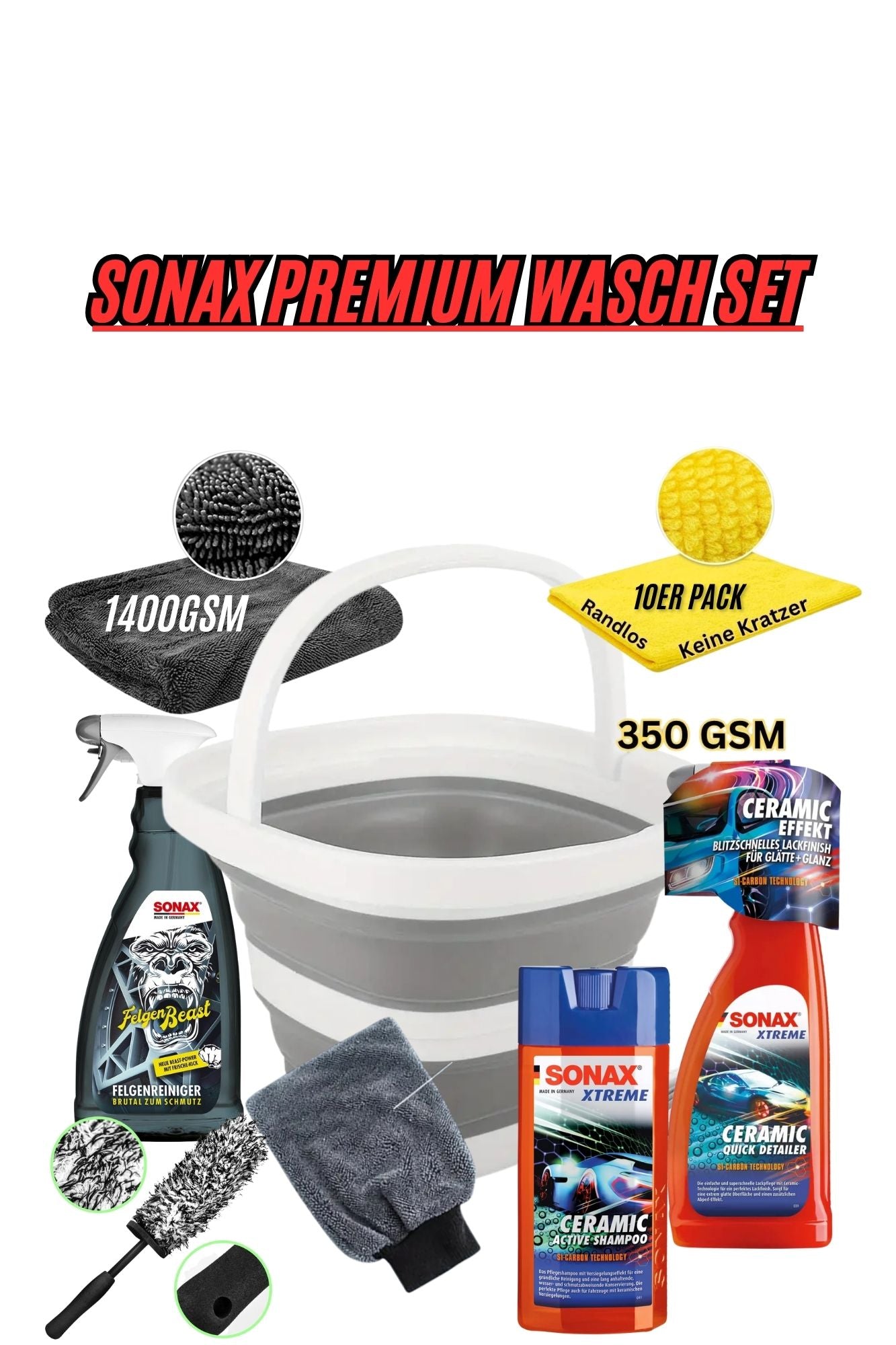 SONAX Premium Wasch Set – Komplettes Autopflege-Set mit Ceramic Technologie